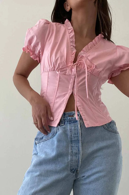 Irene Puff Sleeve Corset Top