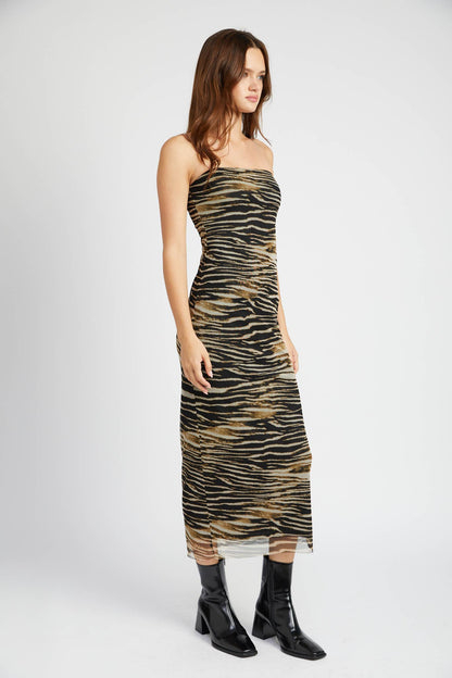 Finley Strapless Zebra Maxi Dress
