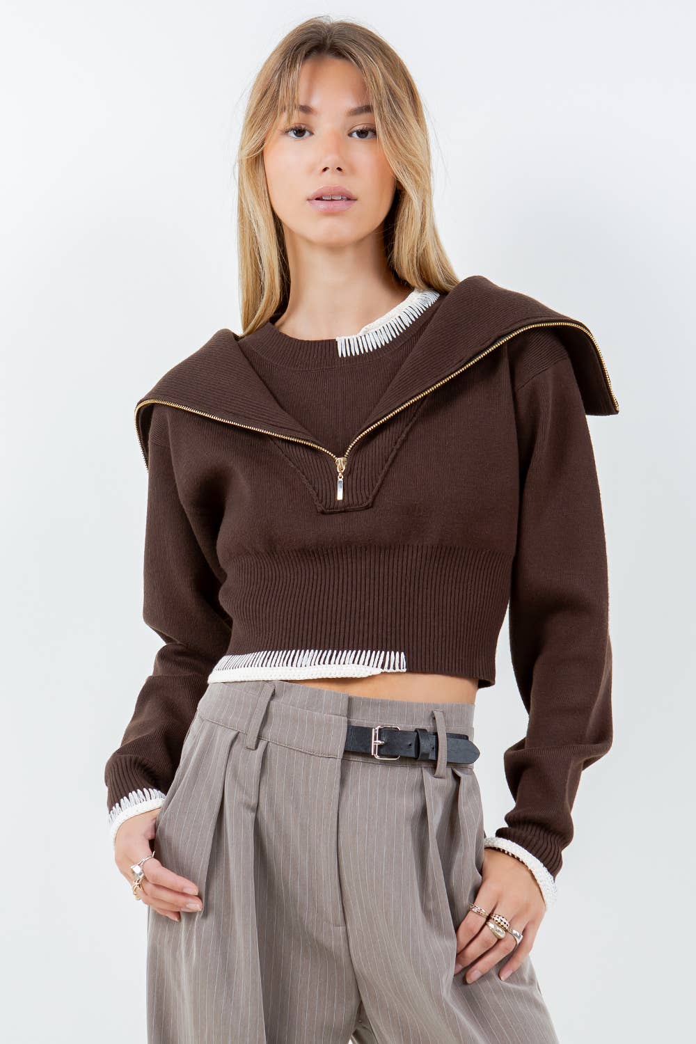 Irina Foldover Zip Sweater