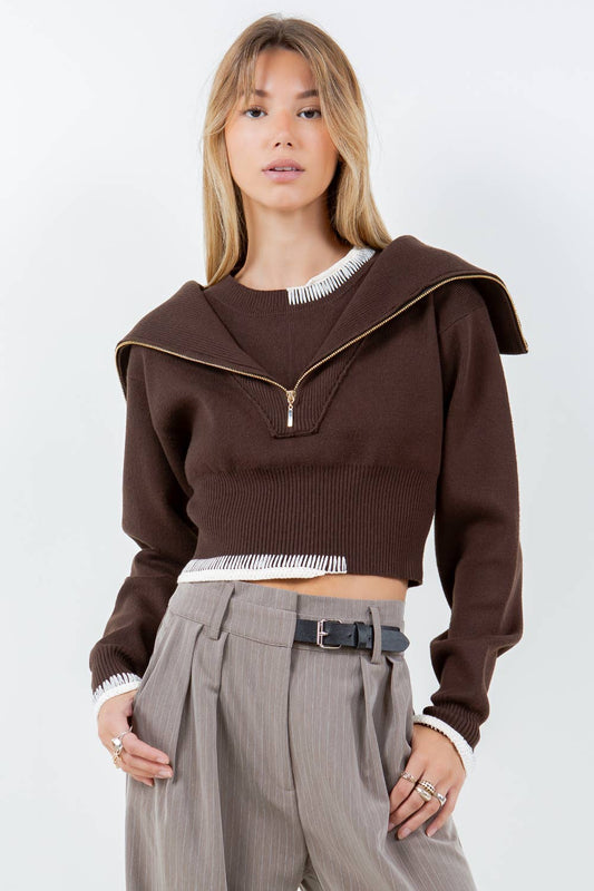 Irina Foldover Zip Sweater