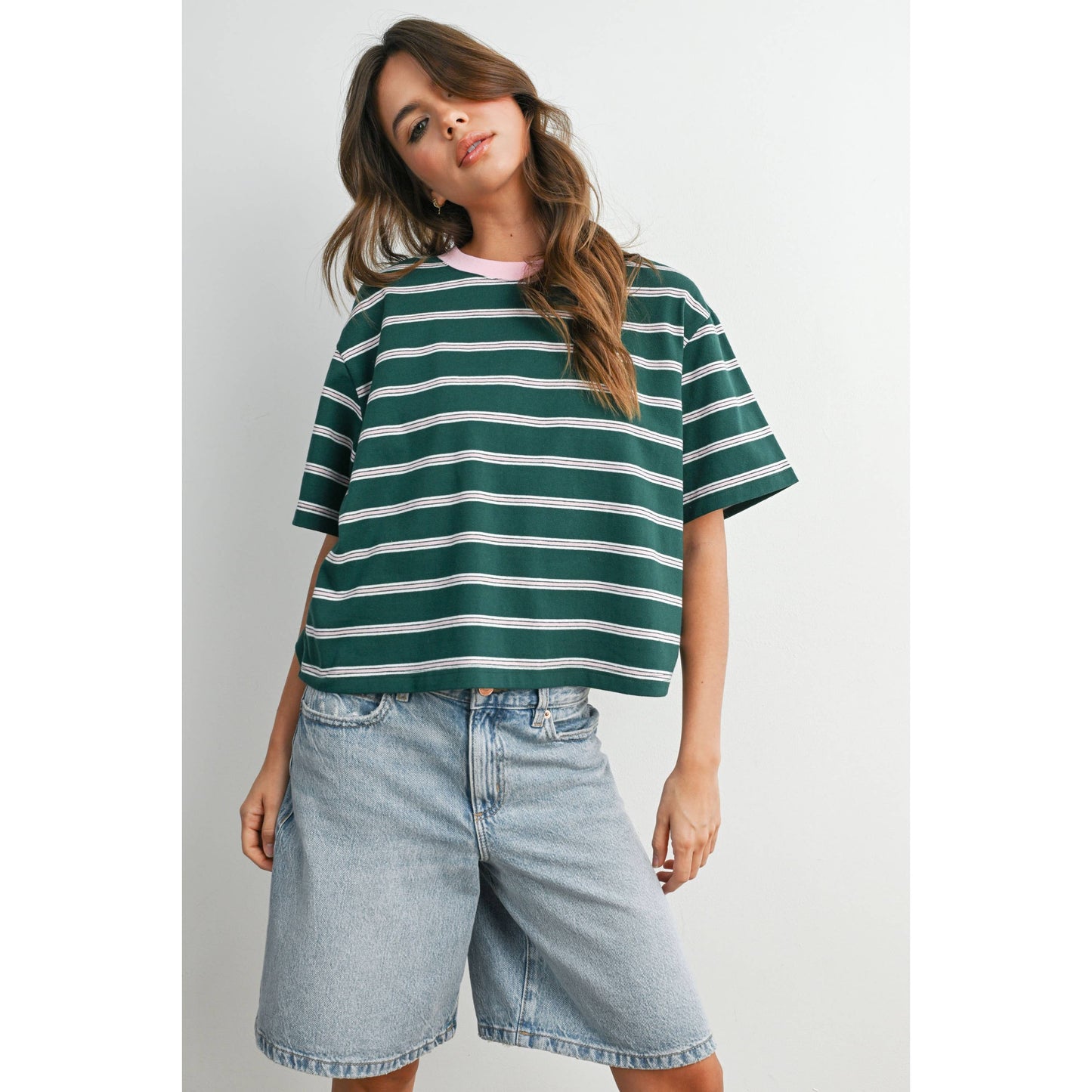 Holden Striped Boxy Cropped T-Shirt