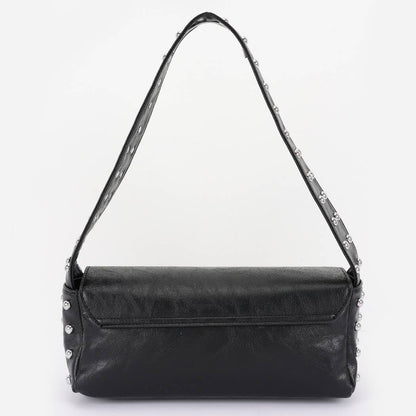 Vegan Leather Metal Studded Shoulder Bag