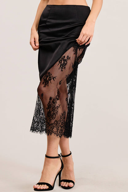 Fatima Asymmetrical Lace Midi Skirt