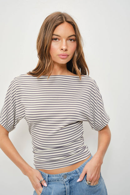Jaylene Off The Shoulder Striped Knit Top
