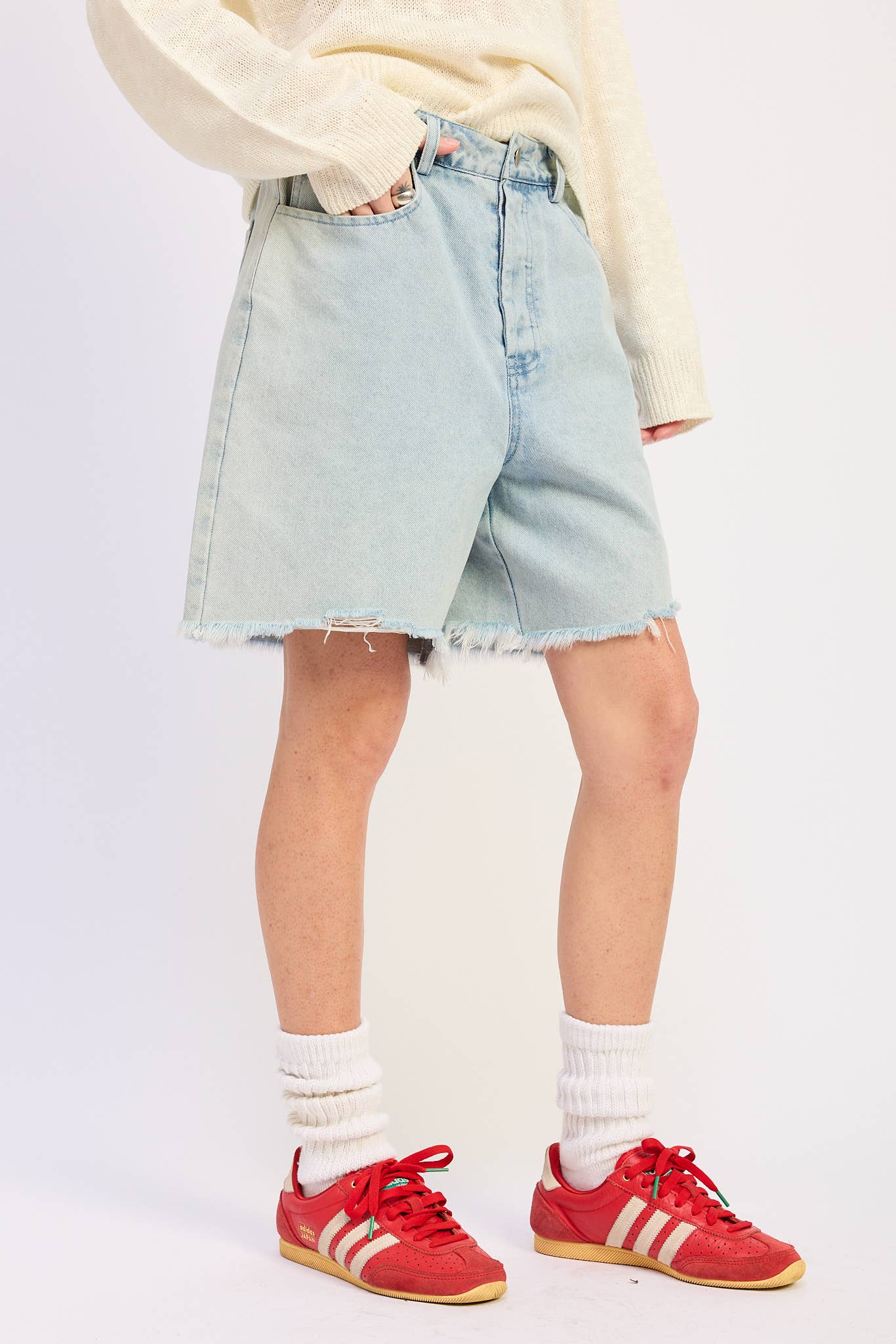 Ivy Distressed Denim Bermuda Shorts