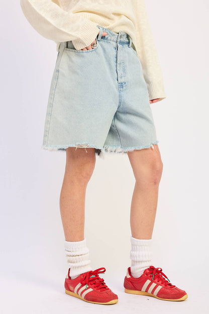 Ivy Distressed Denim Bermuda Shorts