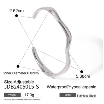 Stainless Steel Wavy Open Cuff