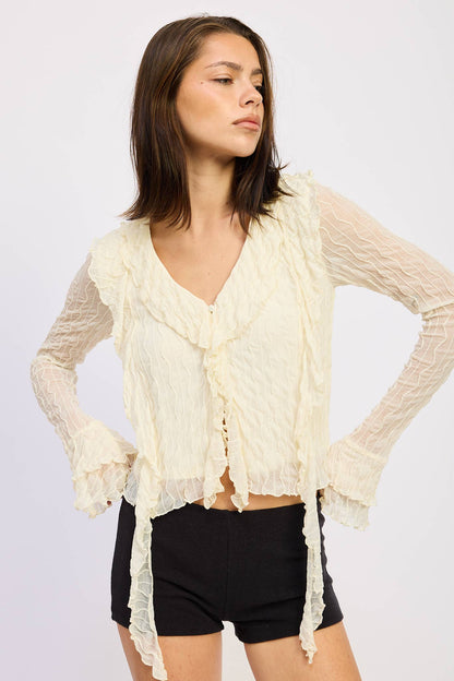 Fernanda Ruffle Long Sleeve Top