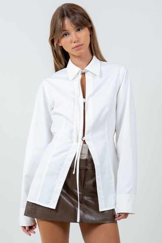 Faedra Poplin Collared Top