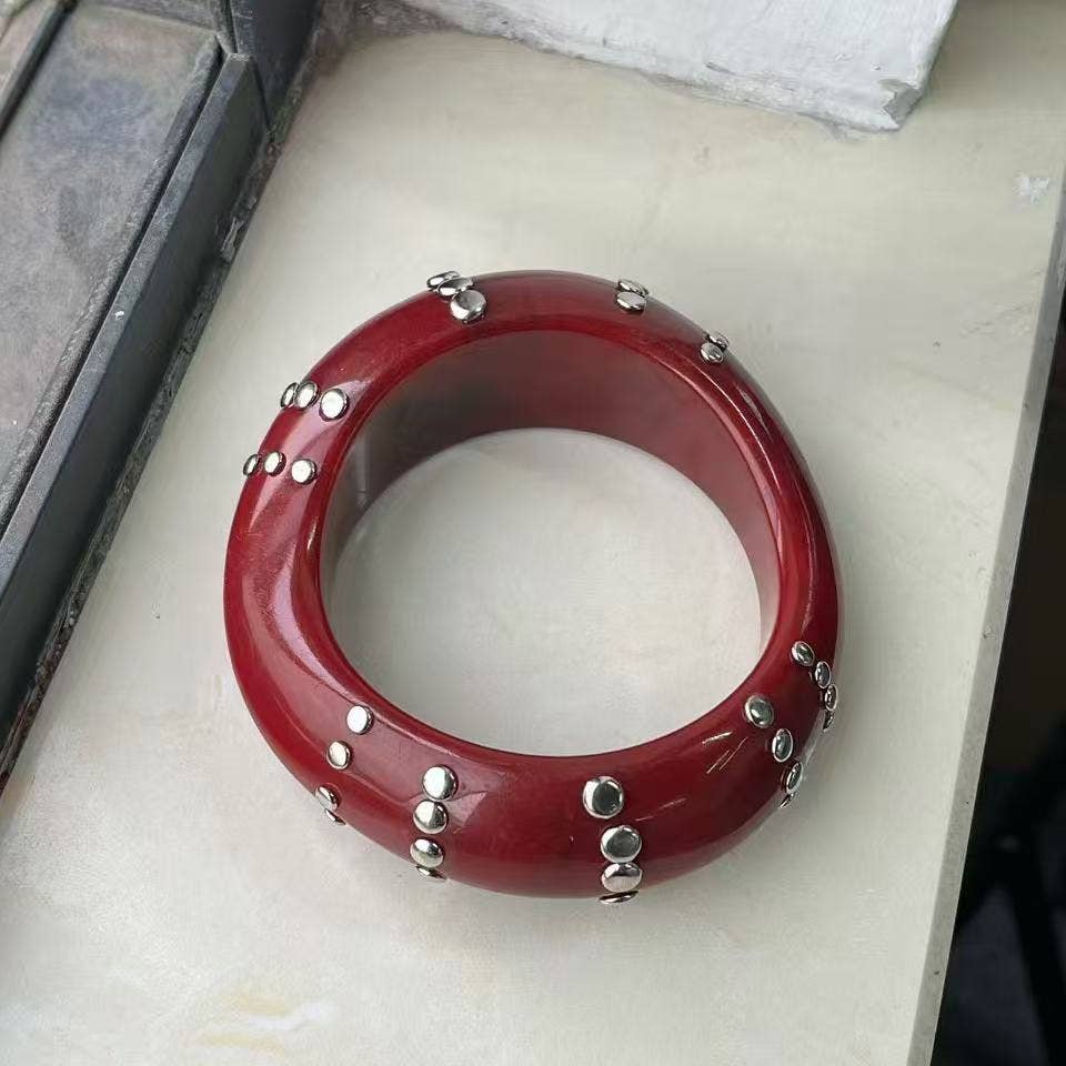 Chunky Studded Resin Bangle Bracelet