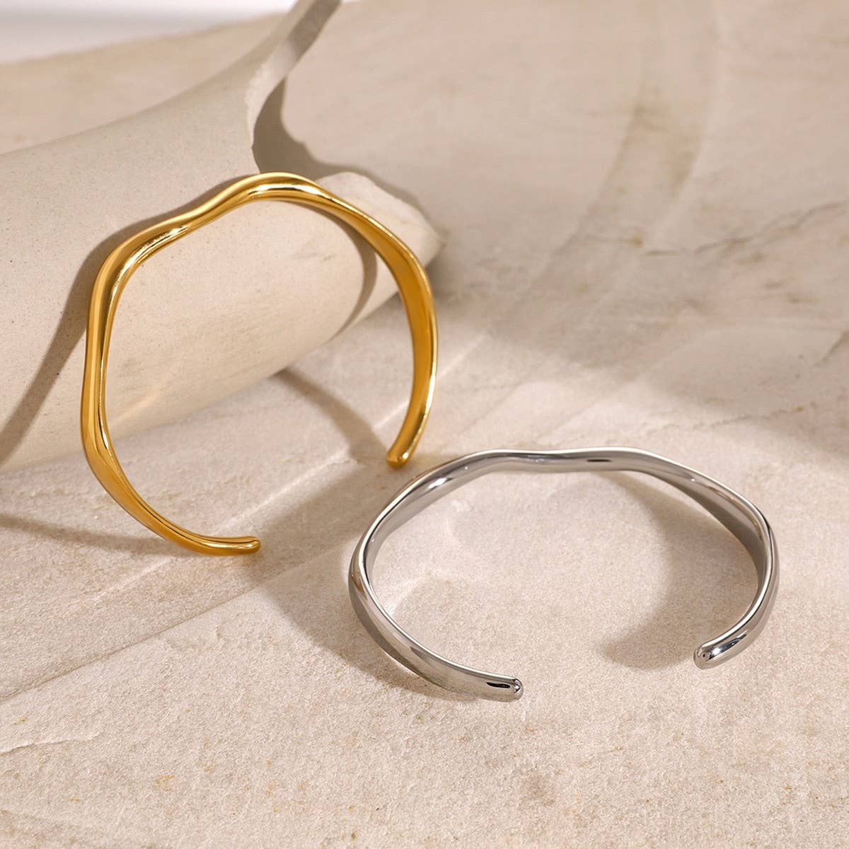 Stainless Steel Wavy Open Cuff