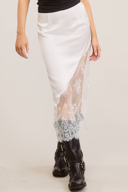 Fatima Asymmetrical Lace Midi Skirt