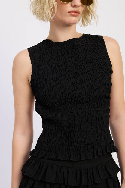 Iliana Smocked open Back Sleeveless Top