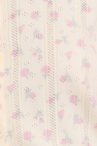 Imogen Pointelle Floral Cardigan Skirt Set