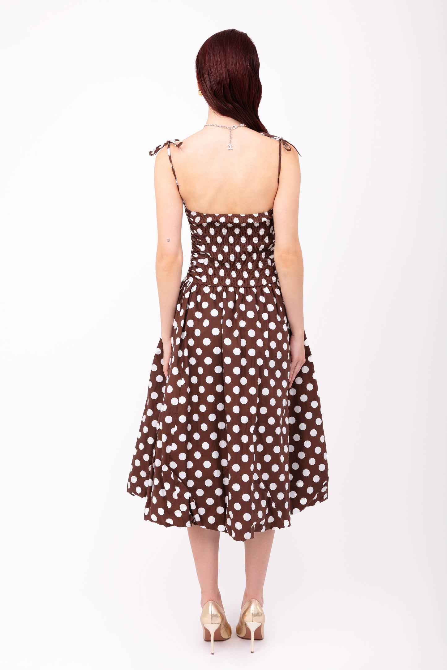 Amy Lynn Alexa Brown Polka Dot Puffball Dress