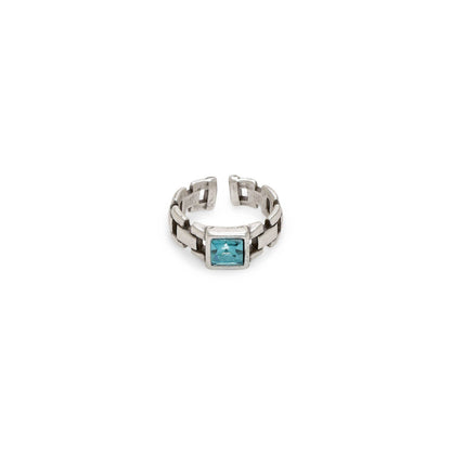 Handmade 925 Silver Plated Crystal Brass Ring