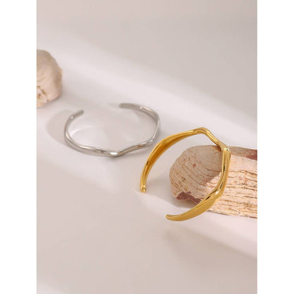 Stainless Steel Wavy Open Cuff
