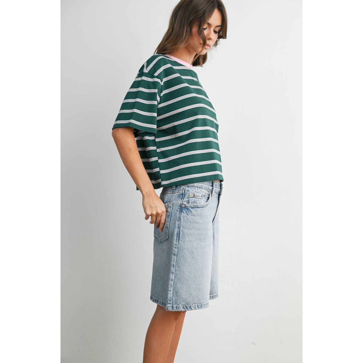 Holden Striped Boxy Cropped T-Shirt