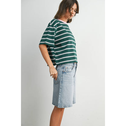 Holden Striped Boxy Cropped T-Shirt
