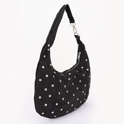 Nylon Studded Hobo Bag