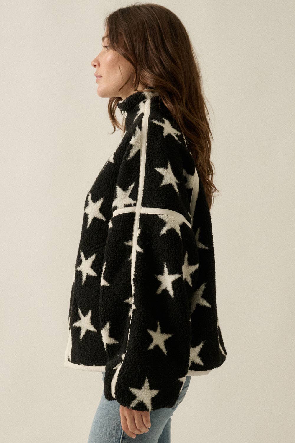 Kleo Star Sherpa Fleece Zip-Up Jacket