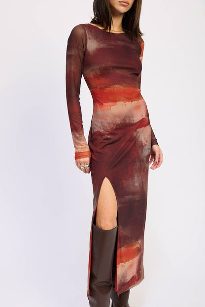 Fran Mesh Long Sleeve Maxi Dress