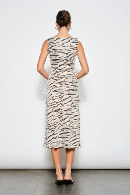 Harlow Zebra Sequin Midi Skirt