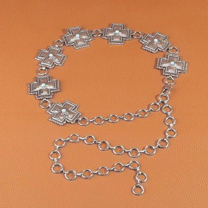 Turquoise Cross Concho Chain Belt