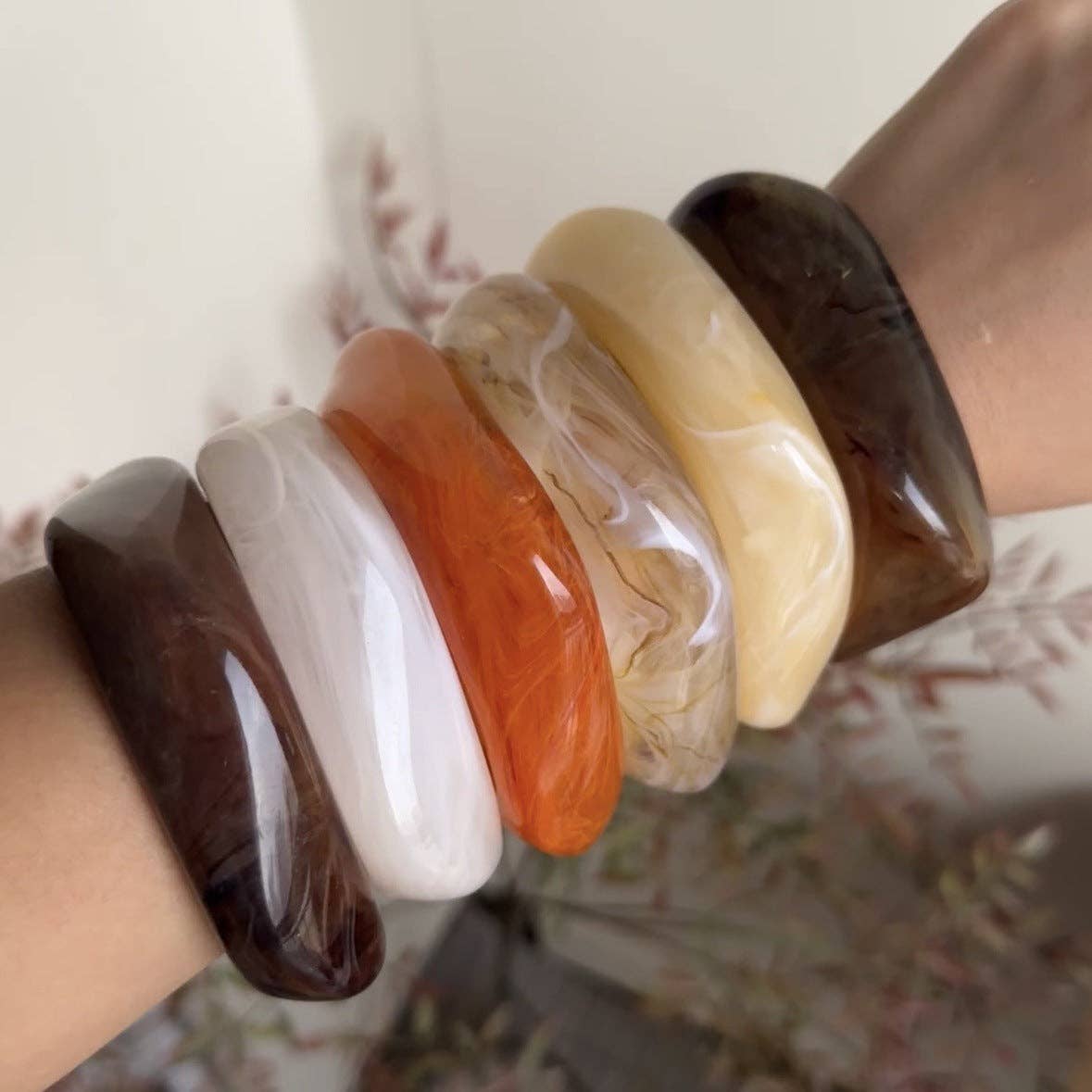 Square Acrylic Resin Bangle Bracelet