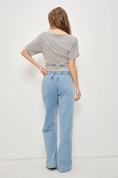 Jaylene Off The Shoulder Striped Knit Top