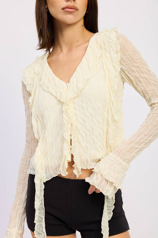 Fernanda Ruffle Long Sleeve Top