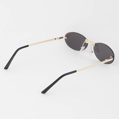 Rimless Bolted Oval Sunglasses