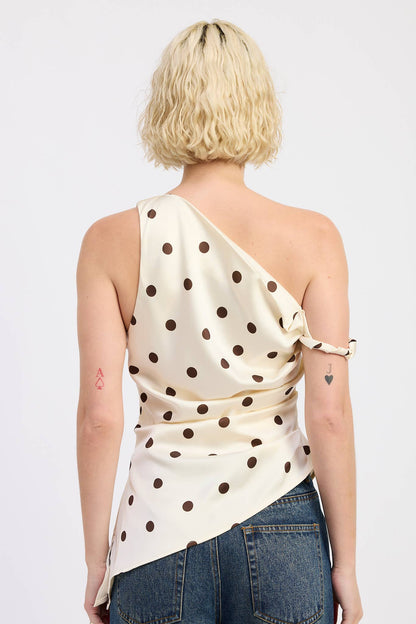 Faryn Asymmetrical Polka Dot Top