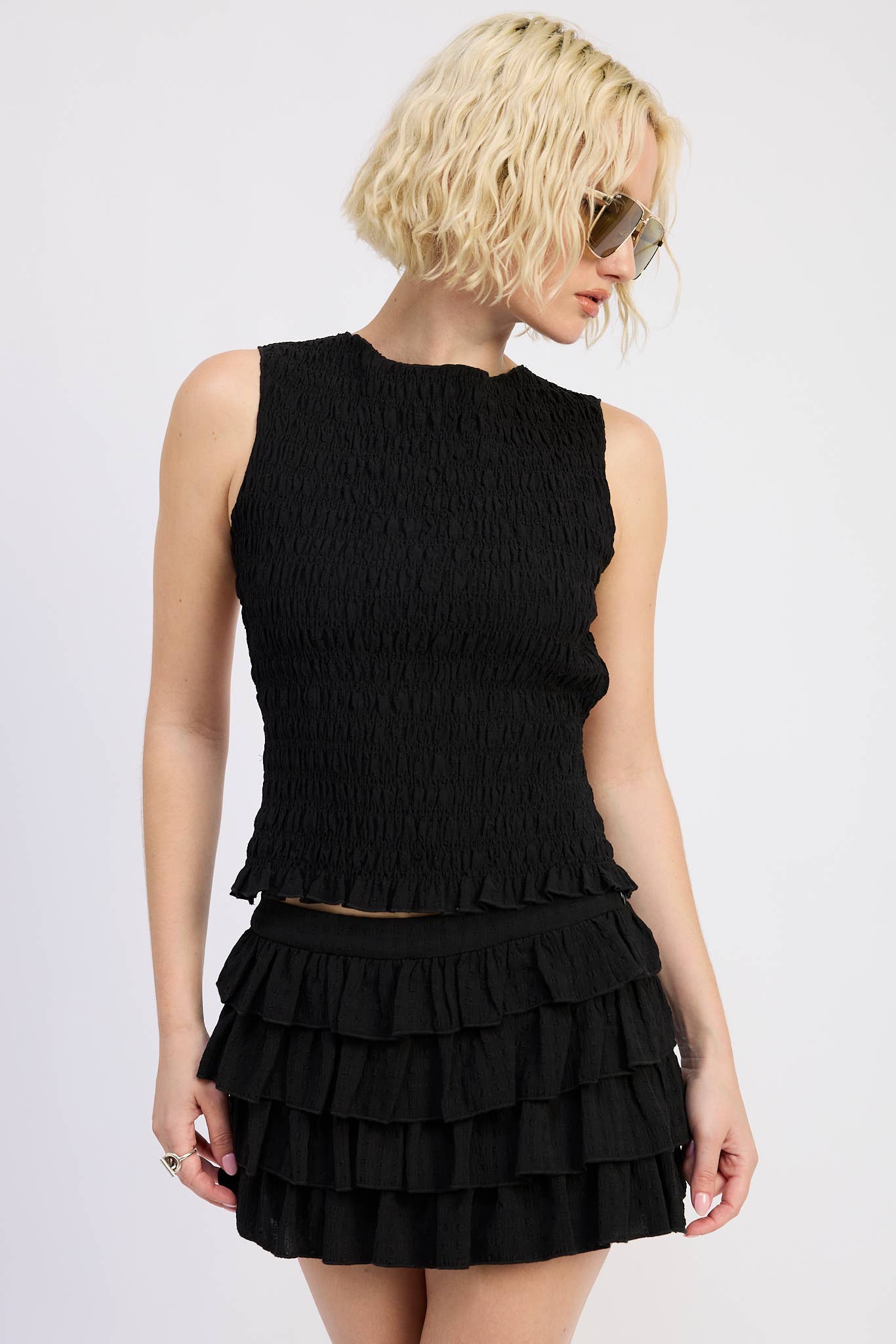 Iliana Smocked open Back Sleeveless Top