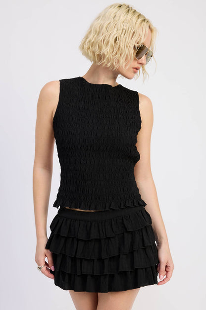 Iliana Smocked open Back Sleeveless Top