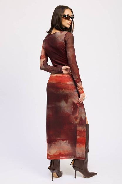 Fran Mesh Long Sleeve Maxi Dress