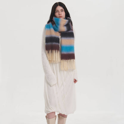 Patchwork Striped Thick Scarf