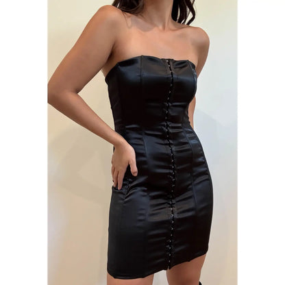Jolene Satin Front Hook and Eye Corset Mini Dress