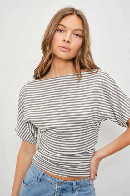 Jaylene Off The Shoulder Striped Knit Top