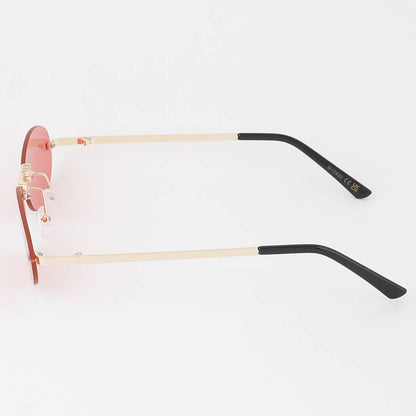 Rimless Bolted Oval Sunglasses