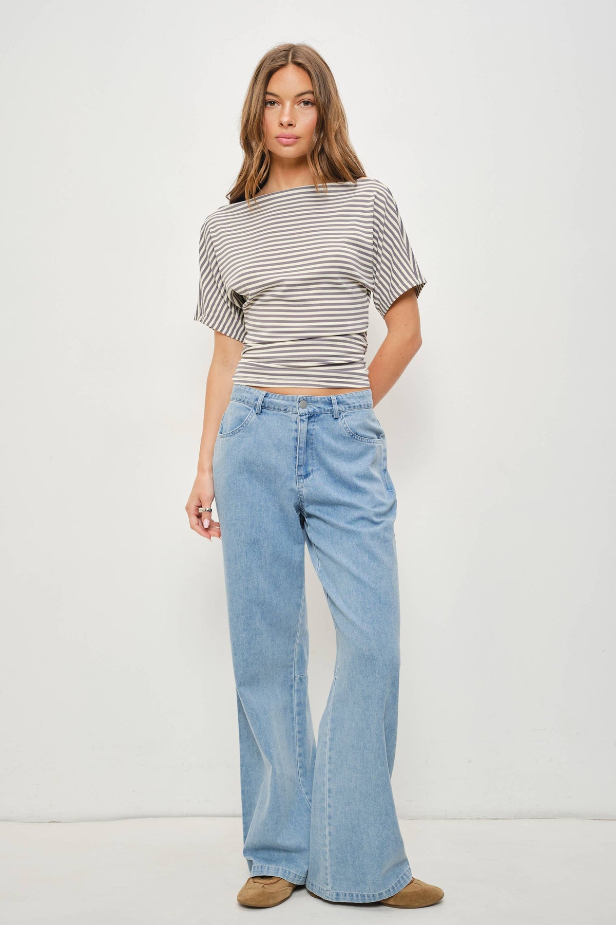 Jaylene Off The Shoulder Striped Knit Top
