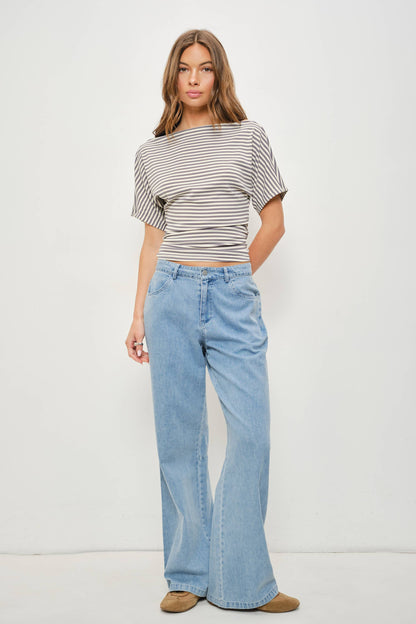 Jaylene Off The Shoulder Striped Knit Top