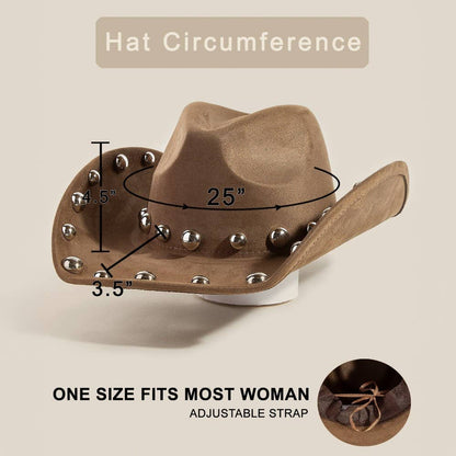 Western Ball Studded Trim Cowboy Hat