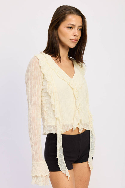 Fernanda Ruffle Long Sleeve Top