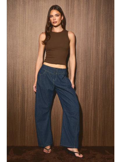 Juno Ribbed Crew Neck Tank Top