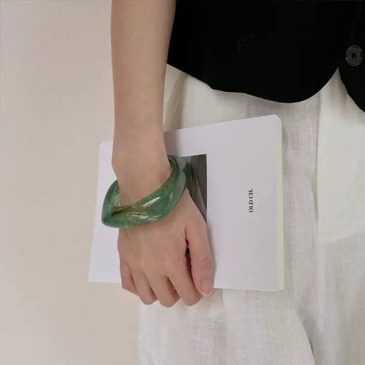 Square Acrylic Resin Bangle Bracelet