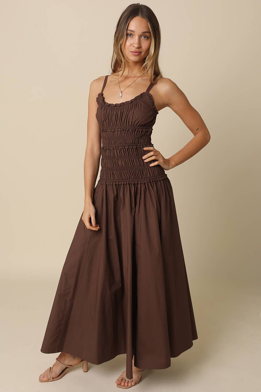 India Smocked Cotton Maxi Dress