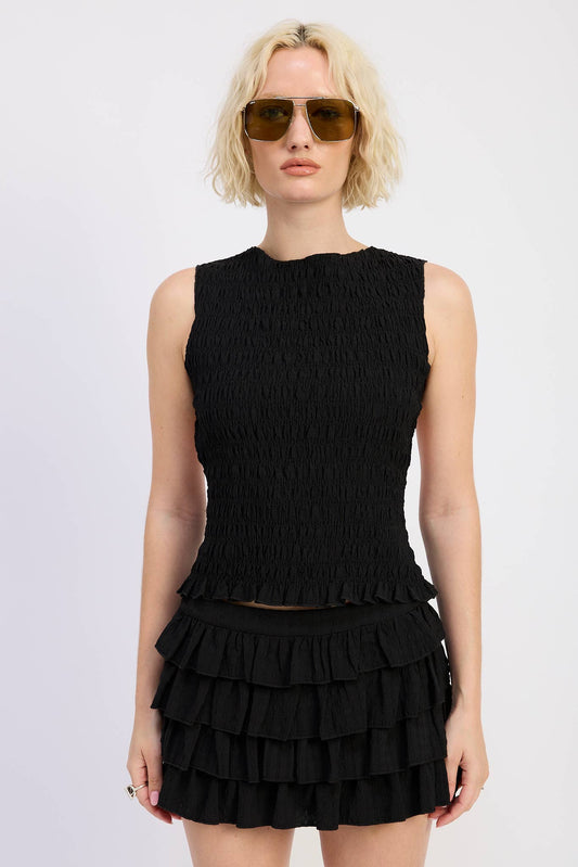 Iliana Smocked open Back Sleeveless Top