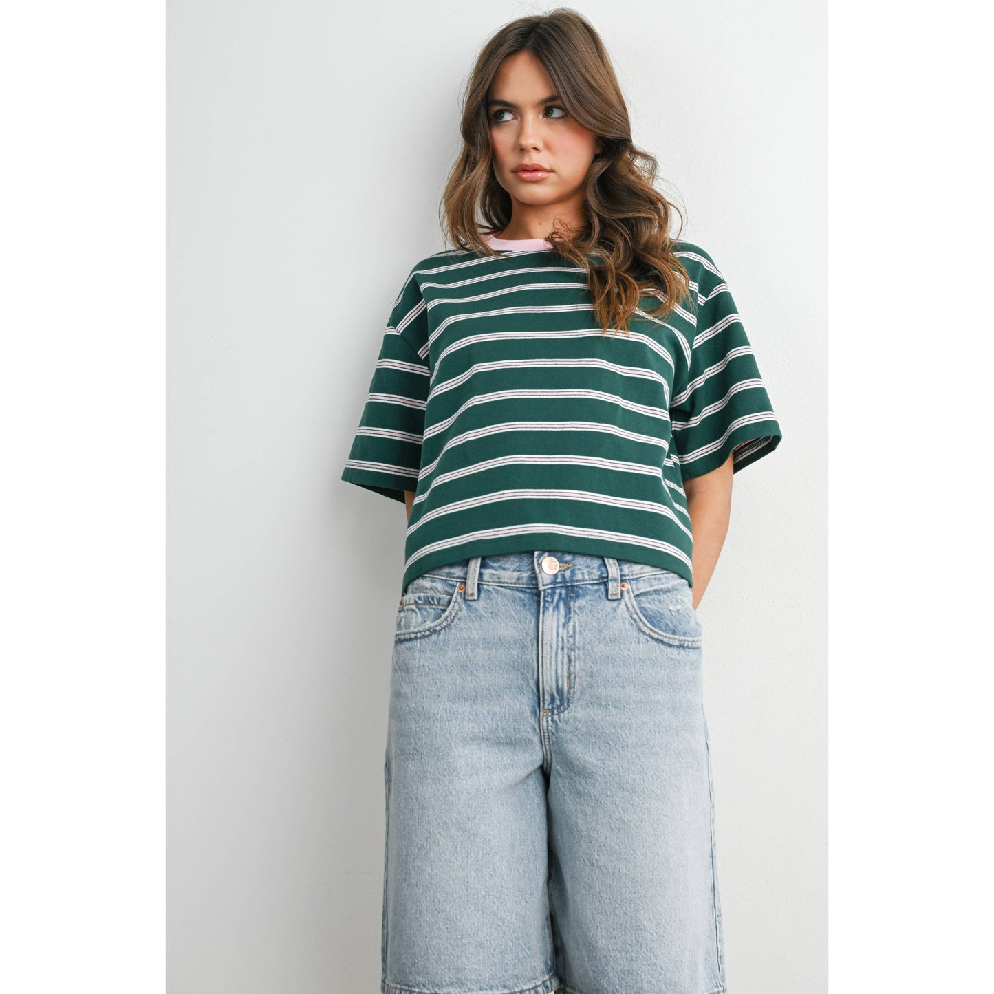 Holden Striped Boxy Cropped T-Shirt