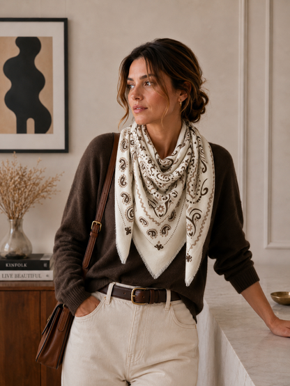 Large Woolen Square Bandana Scarf